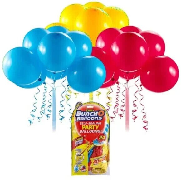 Bunch O Balloons Red, Blue and Yellow Self-Sealing Latex Party Balloons 24 Count - Picture 1 of 5